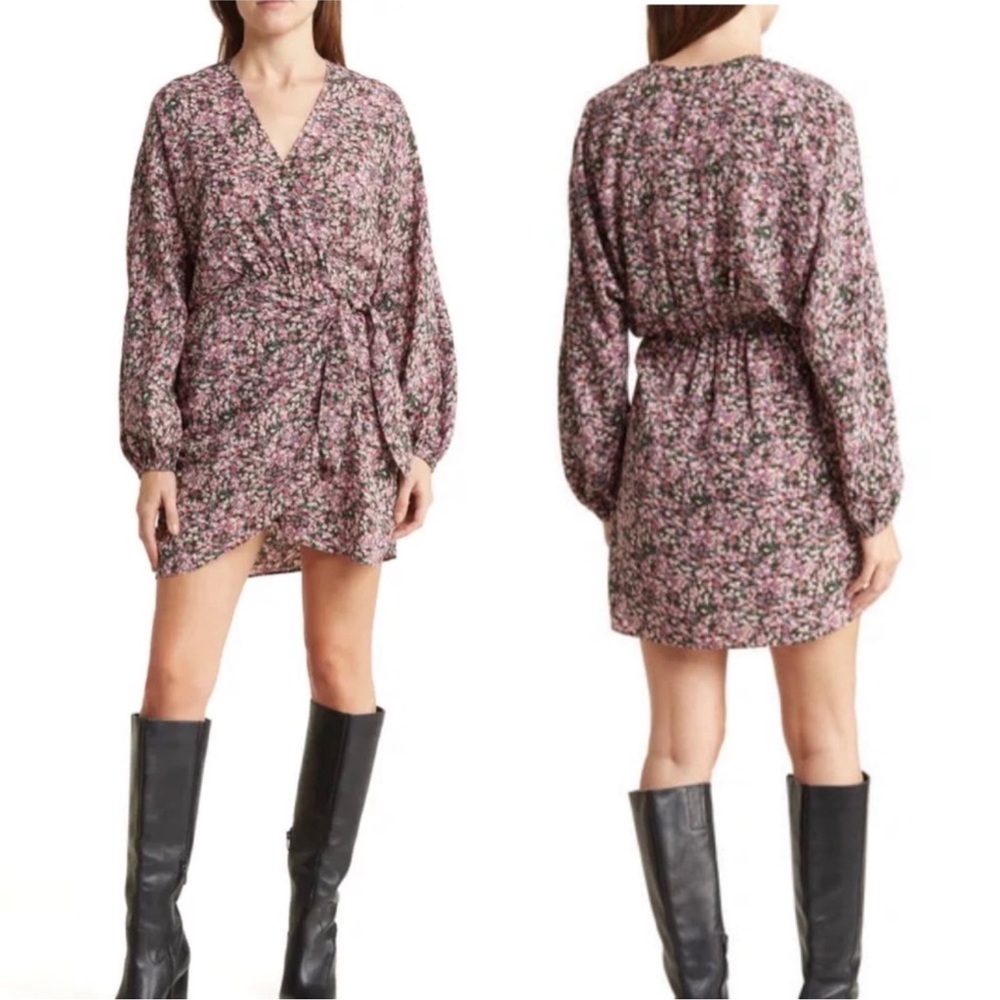Lush long sleeve wrap side floral dress